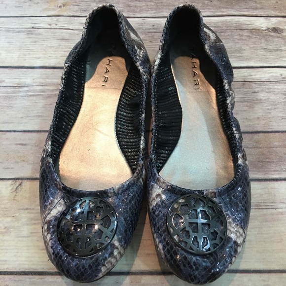 SOLD 7.5 Tahari TA-Varsity Snake Skin Ballet Flats - Picture 7 of 8