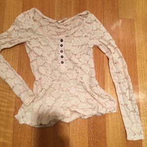 Free People slight peplum lace layering top