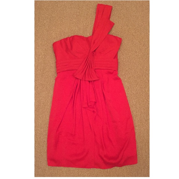 BCBGMAXAZRIA Red One Shoulder Cocktail Dress - Picture 4 of 5