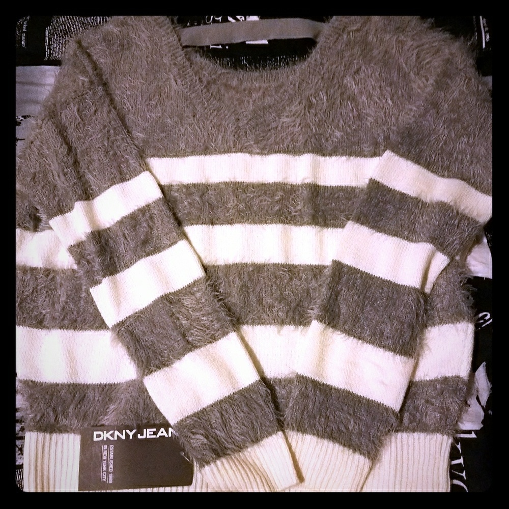 Grey and cream DKNY sweater new with tags