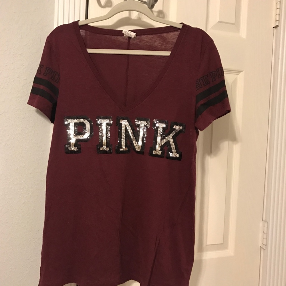Maroon PINK vneck tshirt
