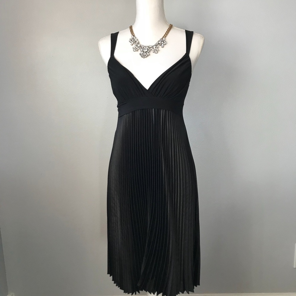 Empire Pleated Black Cocktail Dress