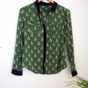 Anthropologie Button Down Blouse Vintage Pattern