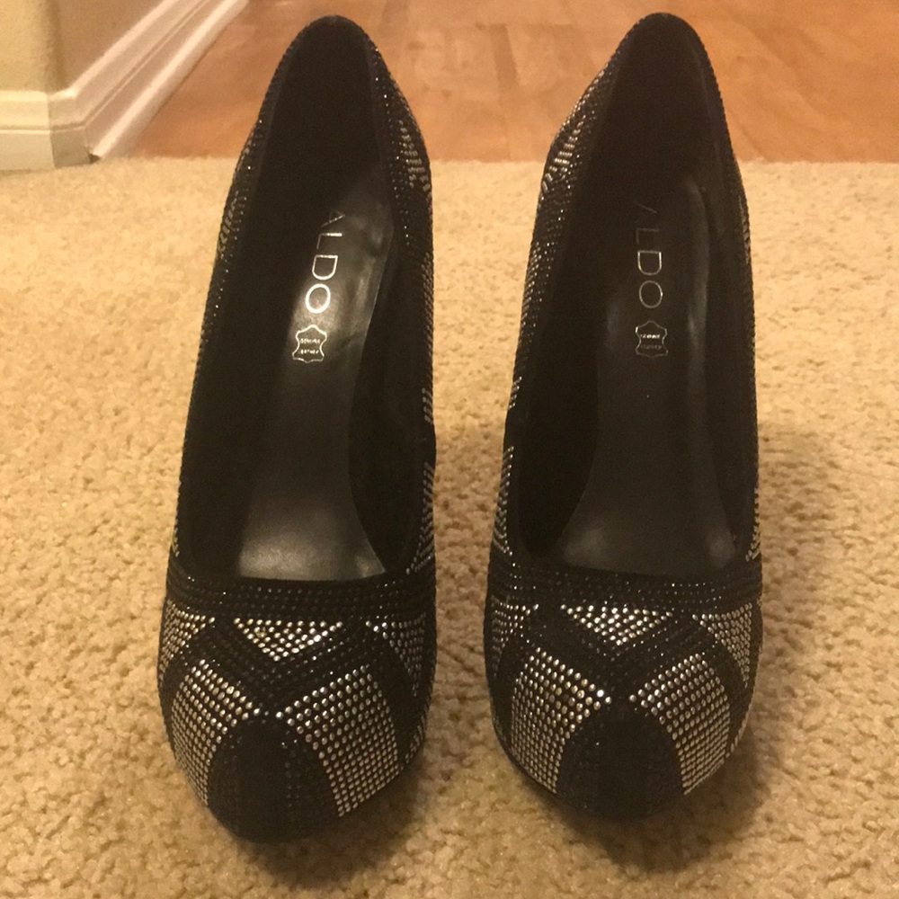 Black and silver studded heels