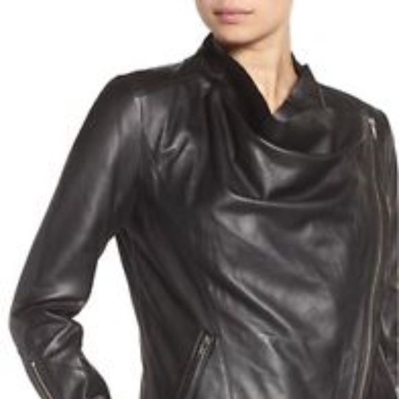 trouve raw edge leather jacket