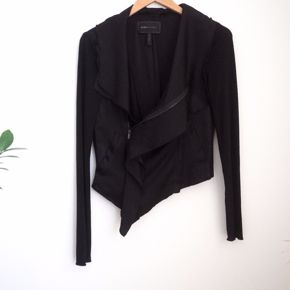 BCBGMaxazria Ana Raw-Edge Black Jacket