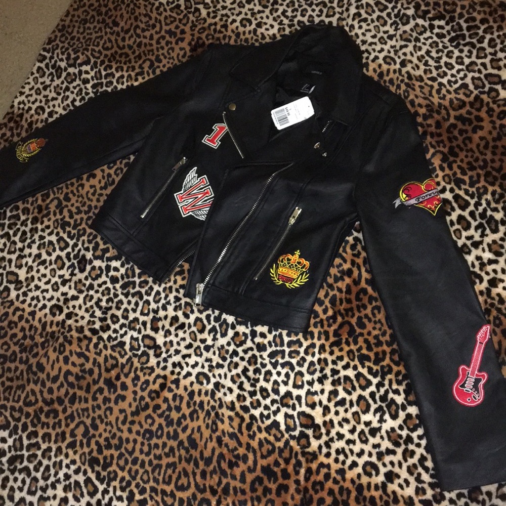 Forever 21 Patched Leather Jacket