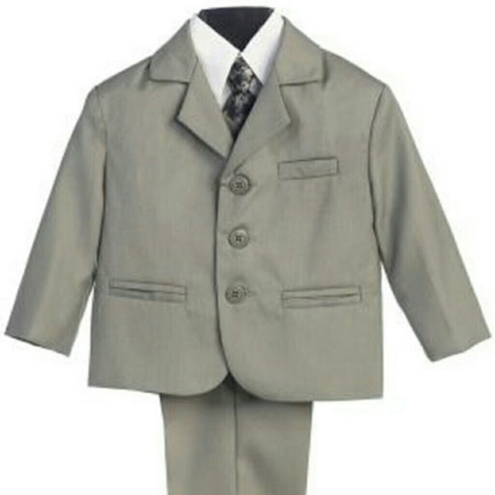 LITO BOYS LIGHT GRAY 3 BUTTON 5 PIECE SUIT