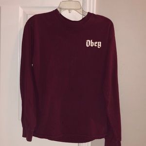 Maroon Obey Long Sleeve Shirt