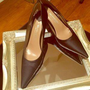 Bruno Marline Black Satin Pumps Medium Heels