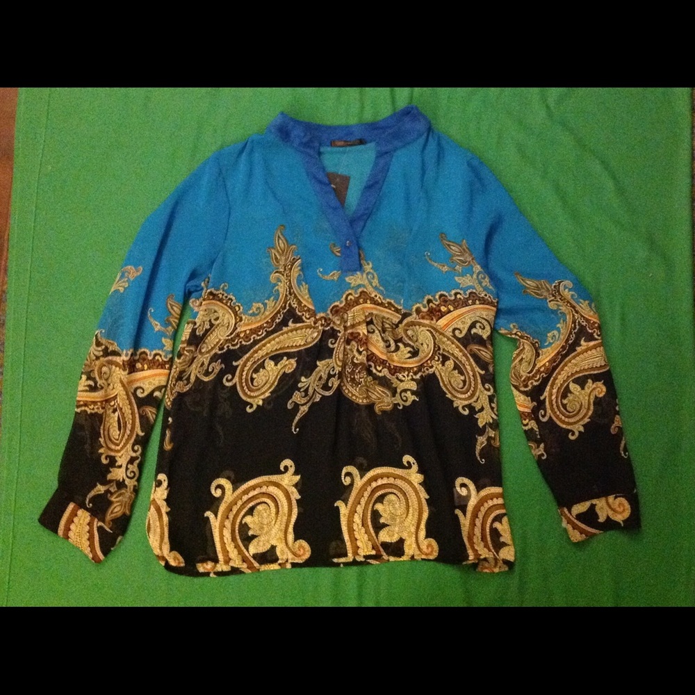 Sheer peacock blue print boho tunic