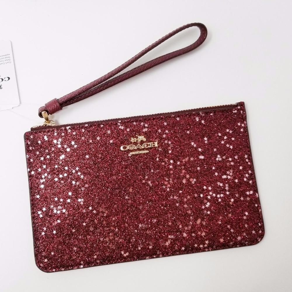 COACH STAR GLITTER CORNER ZIP WRISTLET F22705 NWT