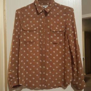 Sheer polka dot button down blouse