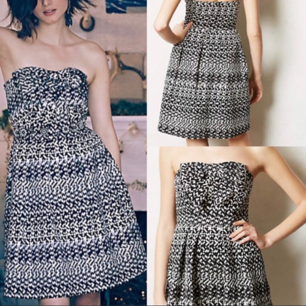 🆕Anthropologie Jacquard Metallic Silver Dress