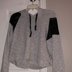 Heather Grey Large Mesh Shoulder Hoodie