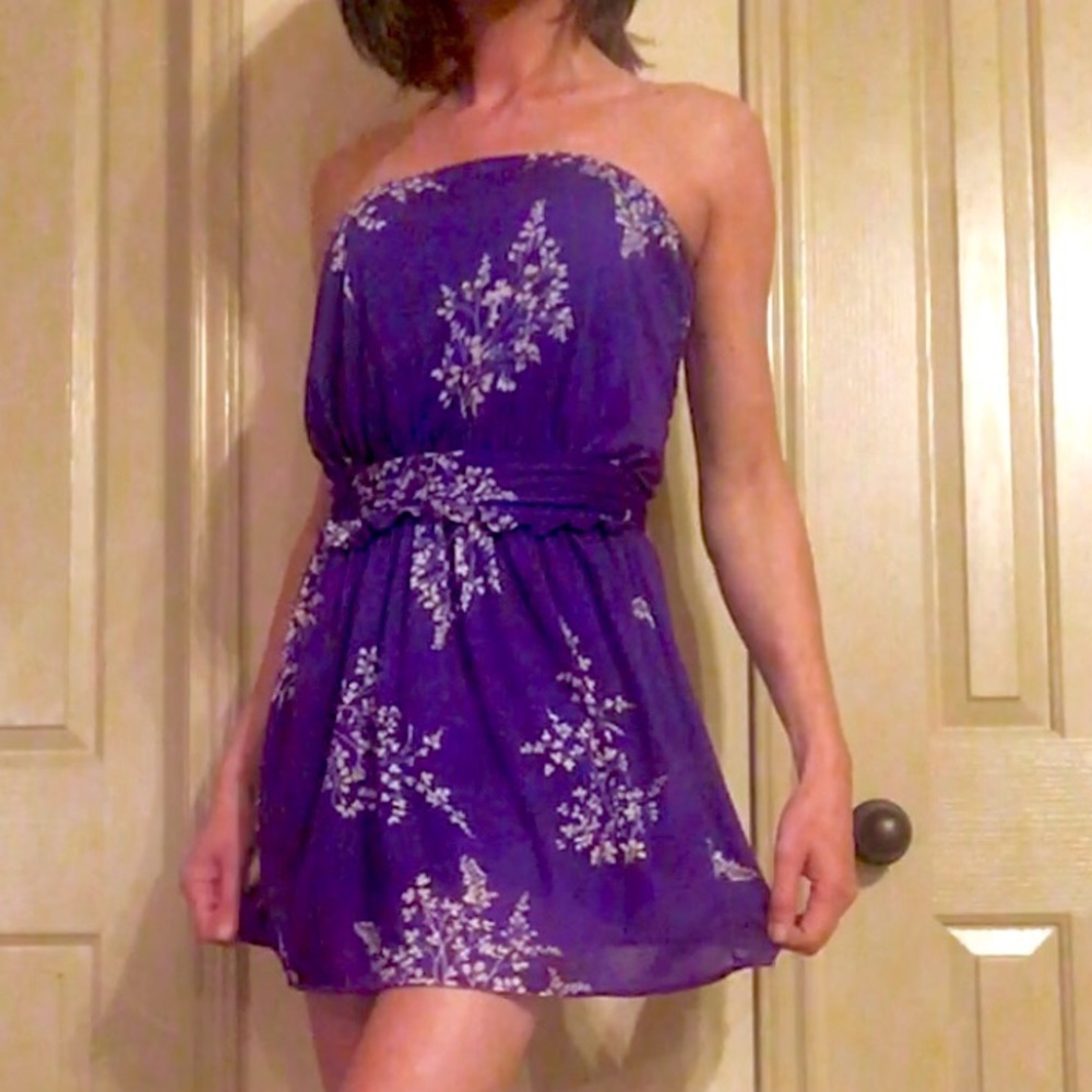 Mango Strapless Floral Print Dress