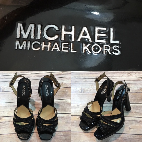 MICHAEL Michael Kors Shoes - 🌳Sz 8 M Michael Kors Black Leather Strappy Heels