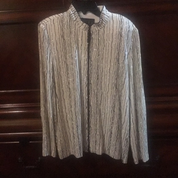 Vintage slinky glimmer zip up elegant top - Picture 1 of 3