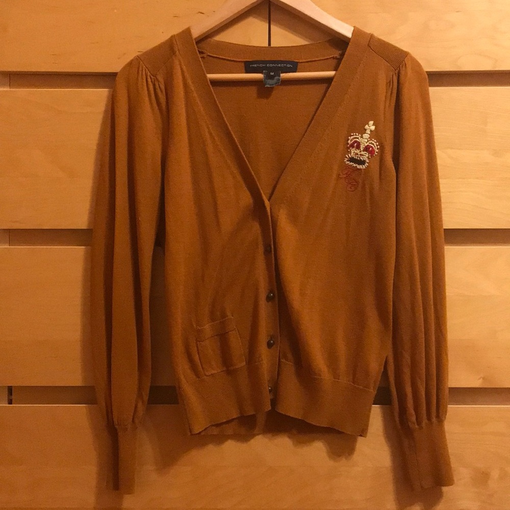 French Connection Cardigan w/ Embroidery Detail