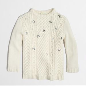 Crewcuts Girls Jeweled Cable-knit Popover Sweater