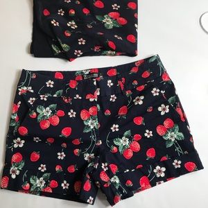 New York & Co Navy Strawberry Patch Shorts 8