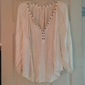 White and Gold Flowy Top