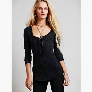 Free People 🖤Lace Up Layering Henley Thermal S