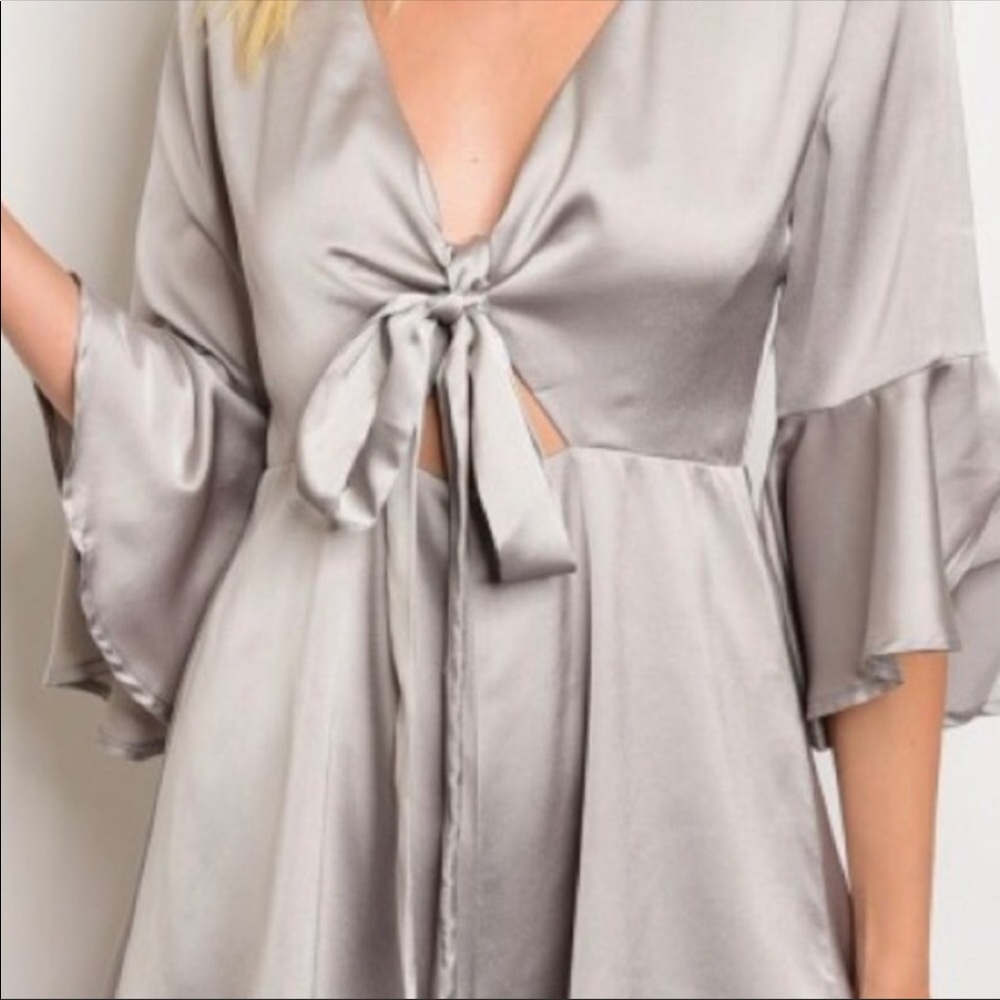Gorgeous Silver satin romper new with tag