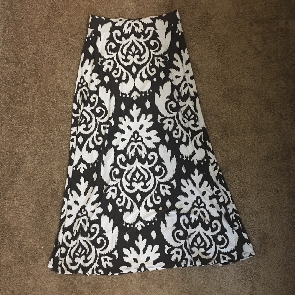 INC Maxi Skirt, Patterned Brown & White, Sz Small