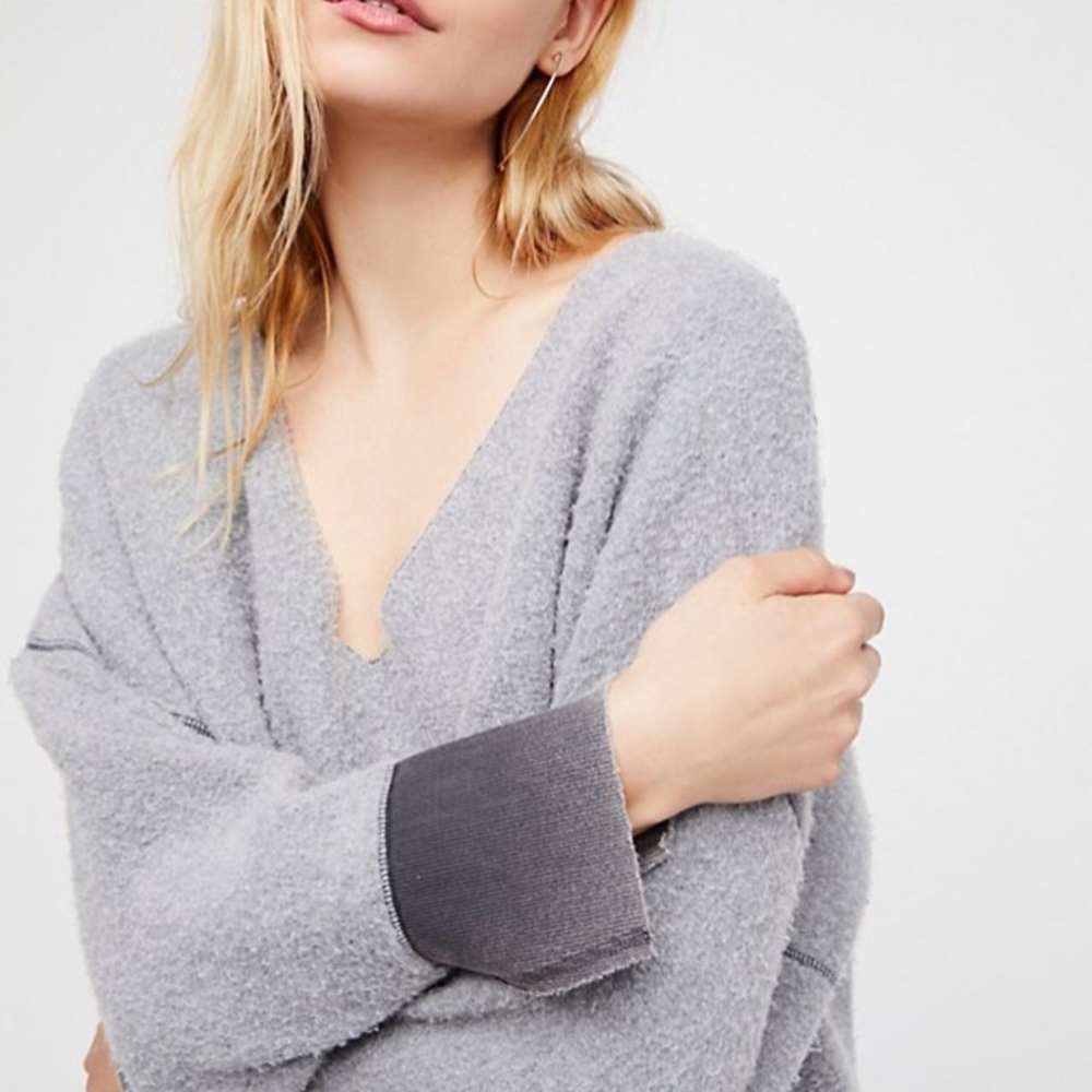 All About It Contrast Fleece TUNIC Sweatshirt TOP - Picture 4 of 8