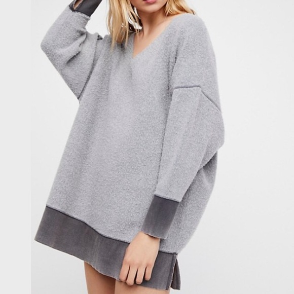 All About It Contrast Fleece TUNIC Sweatshirt TOP - Picture 3 of 8