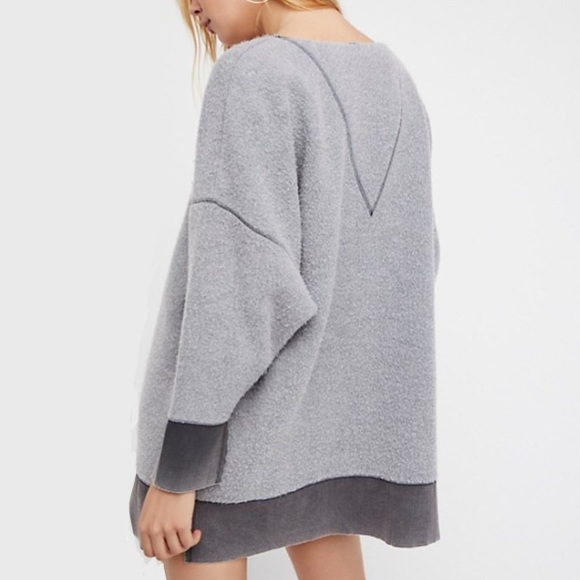 All About It Contrast Fleece TUNIC Sweatshirt TOP - Picture 5 of 8