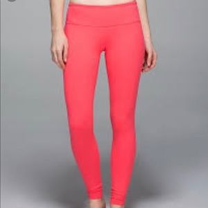 LULULEMON Wunder under leggings. Coral sz sm