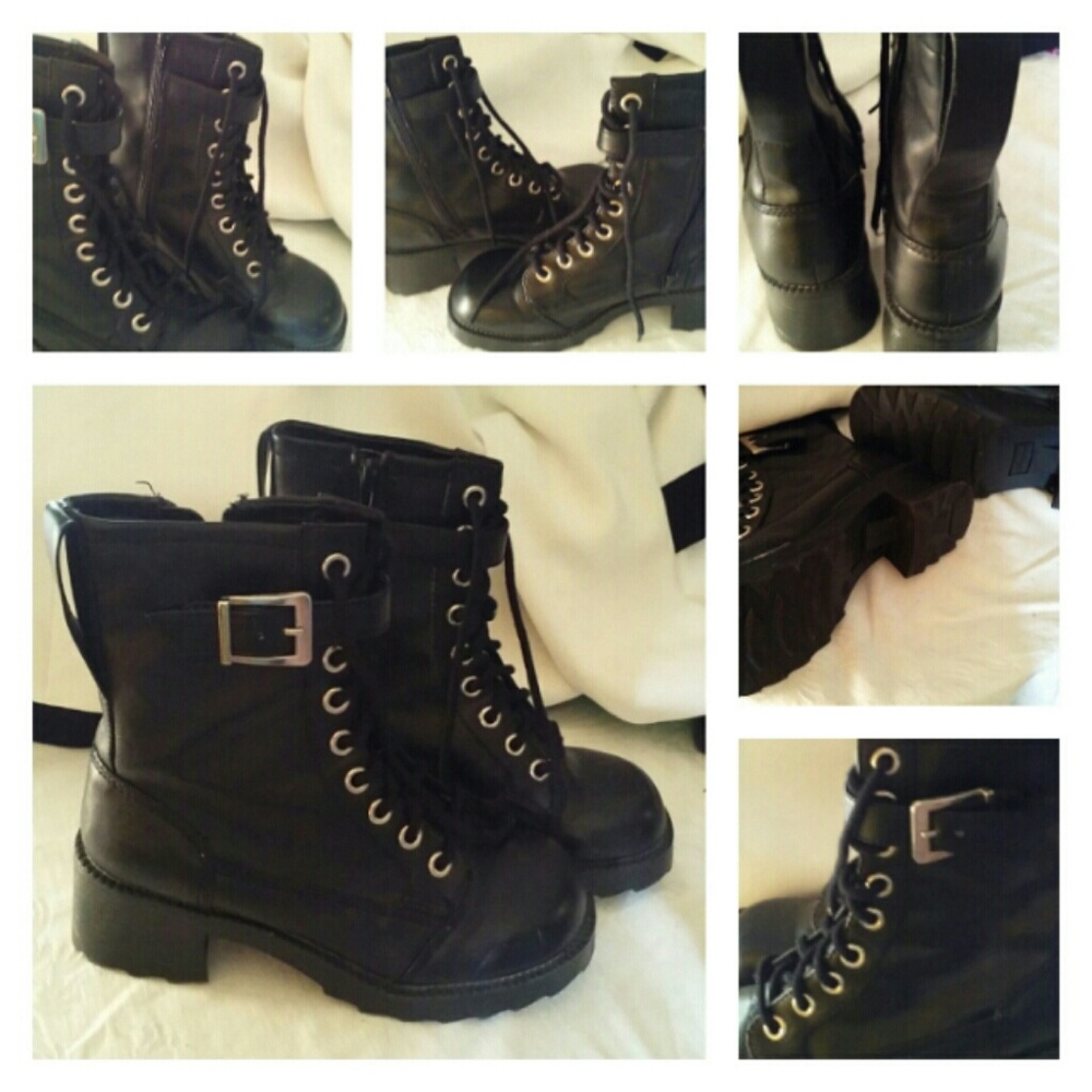 Ladies size 9 combat style boot mid calf with zipp