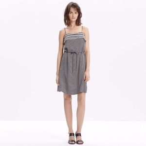 Madewell Dress Silk Striped Tie Waist Dress