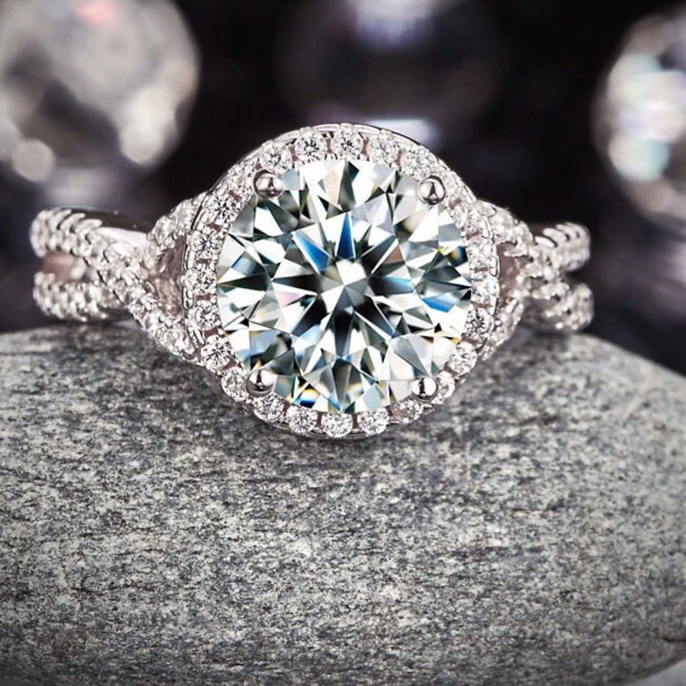 3 Ct VVS1 created diamond 925 silver promise ring
