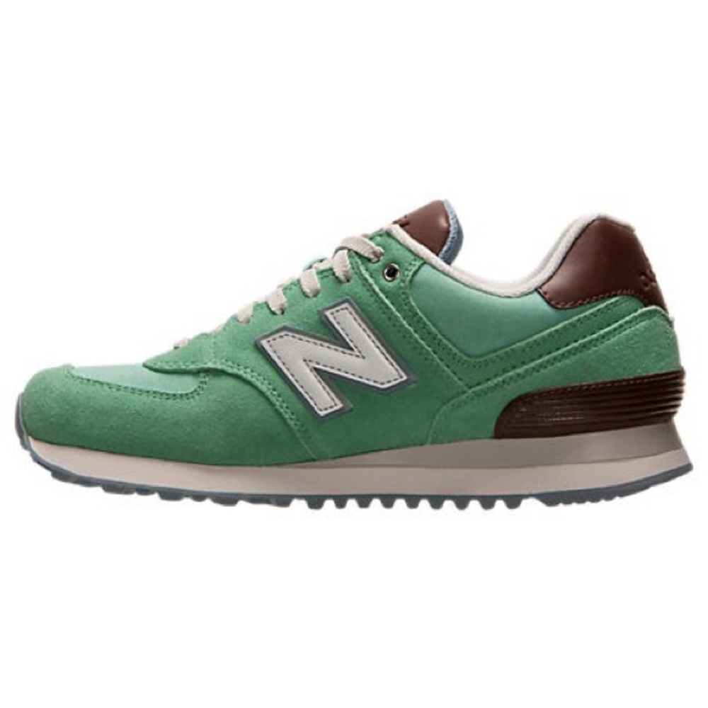 New Balance 574 beach cruiser mint and brown shoes