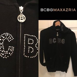 BCBG zip up hoodie top with bling!