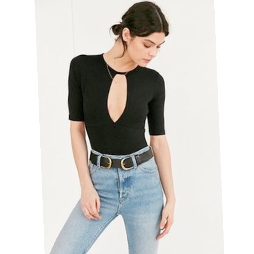urban outfitters black open back plunge bodysuit