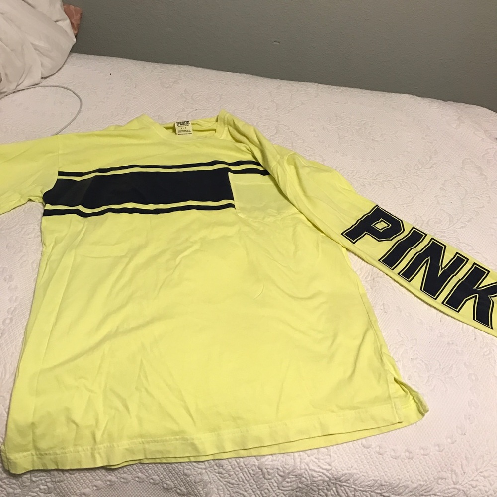 Neon and navy long sleeve PINK top