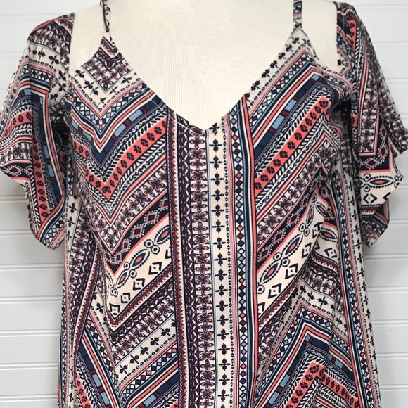 The Vanity Room Med Cold Shoulder Boho Print Dress - Picture 3 of 4