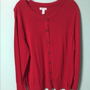 Red cardigan