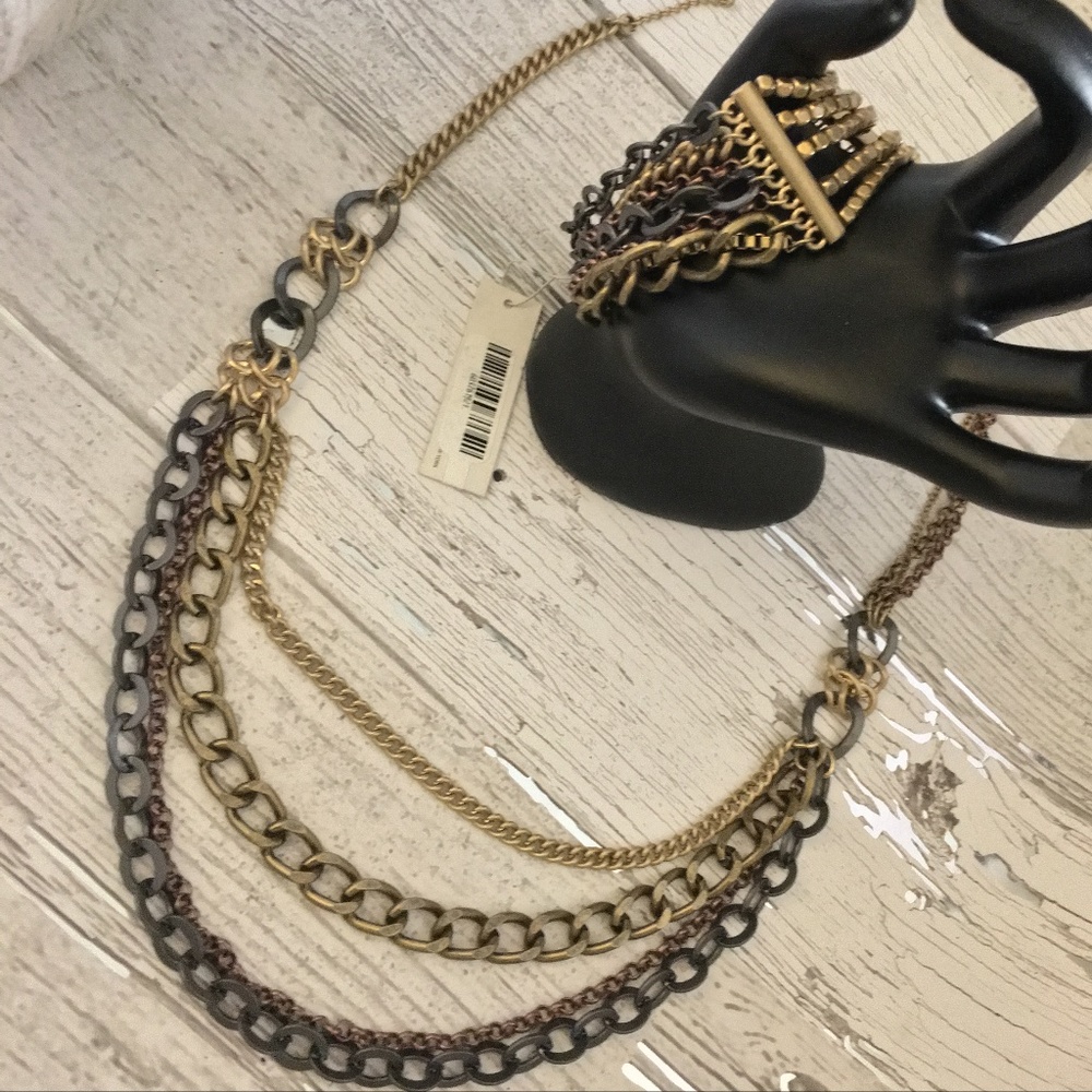 Kenneth Cole Multi-Strand Chain Statement Necklace