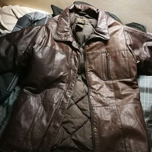 goose down filled genuine leather coat vintage