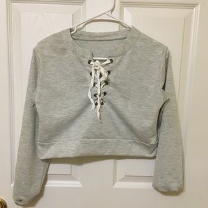 Cropped shoe lace sweater