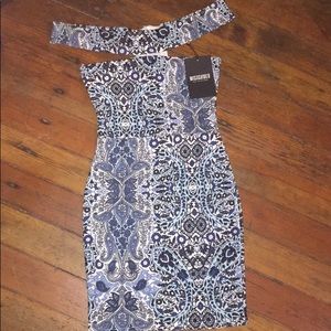 Misguided blue printed dress