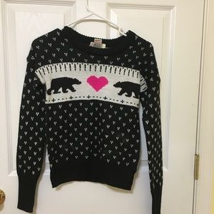 Black Christmas sweater with bears and heart