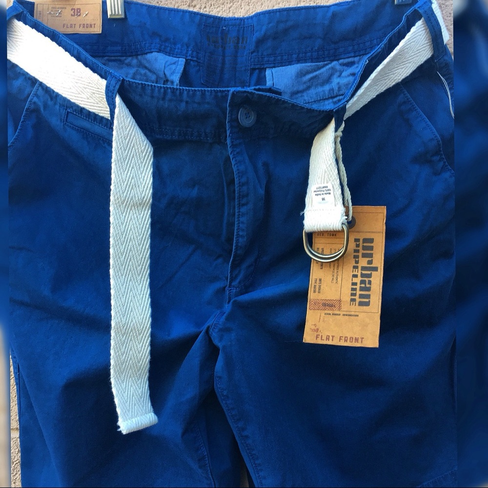 NWT Belted Blue/Urban Pipeline Flat Front Shorts
