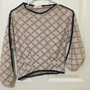 Blue/beige colored crop top