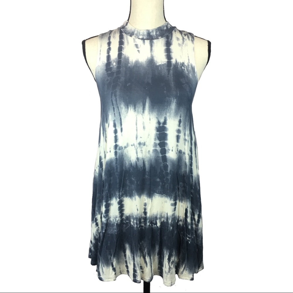 Audrey 3+1 Blue & Beige Tie Dye Boho Tunic Top